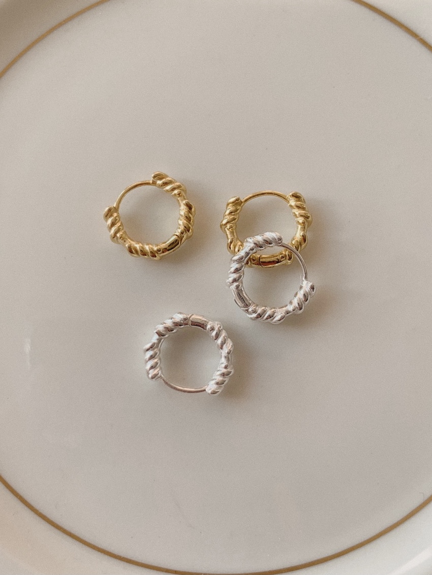 [925 silver] 리스 원터치 링 귀걸이 (2 color)