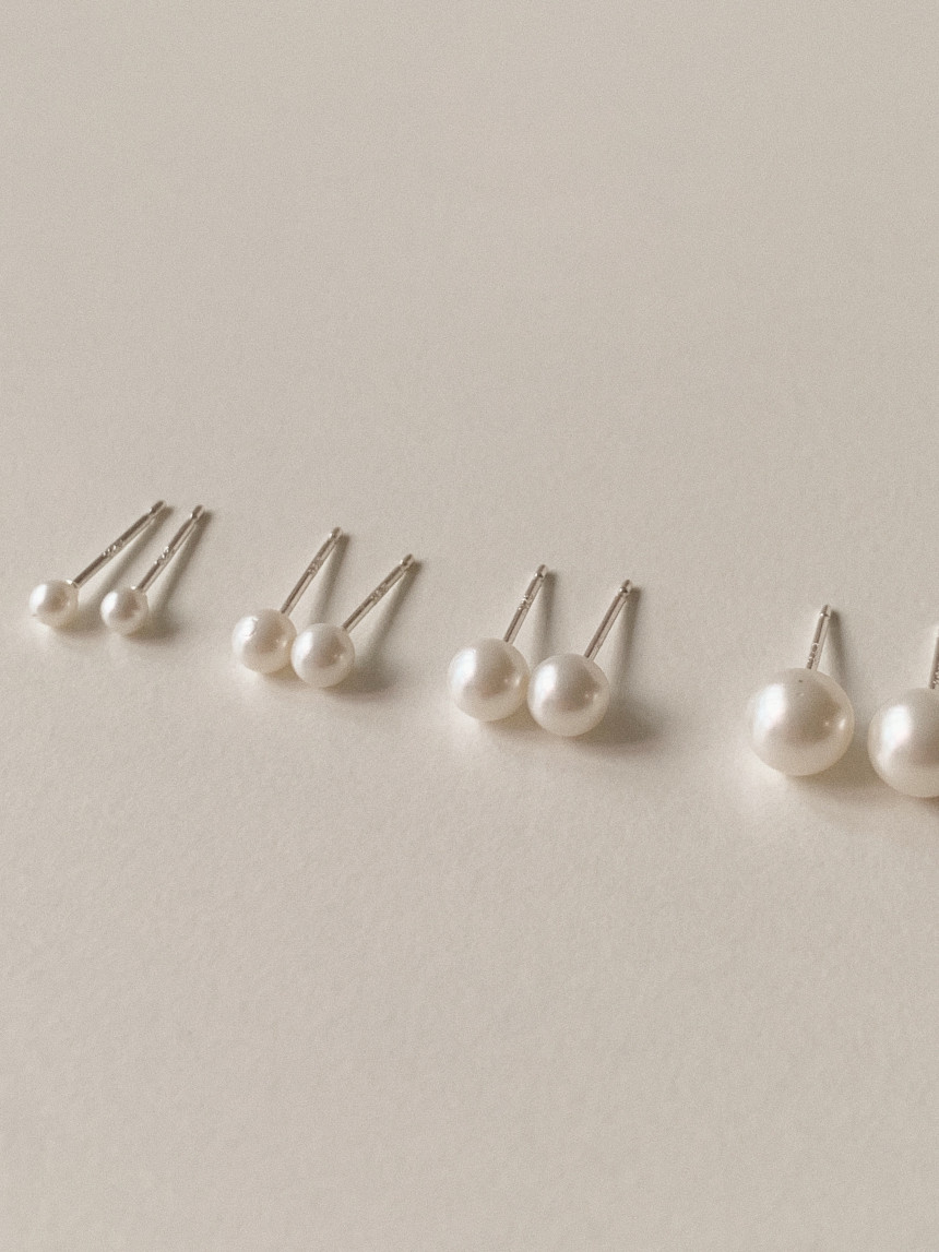[925 silver] 3mm/ 4mm/ 5mm/ 6mm 핵진주 귀걸이 (4 size)