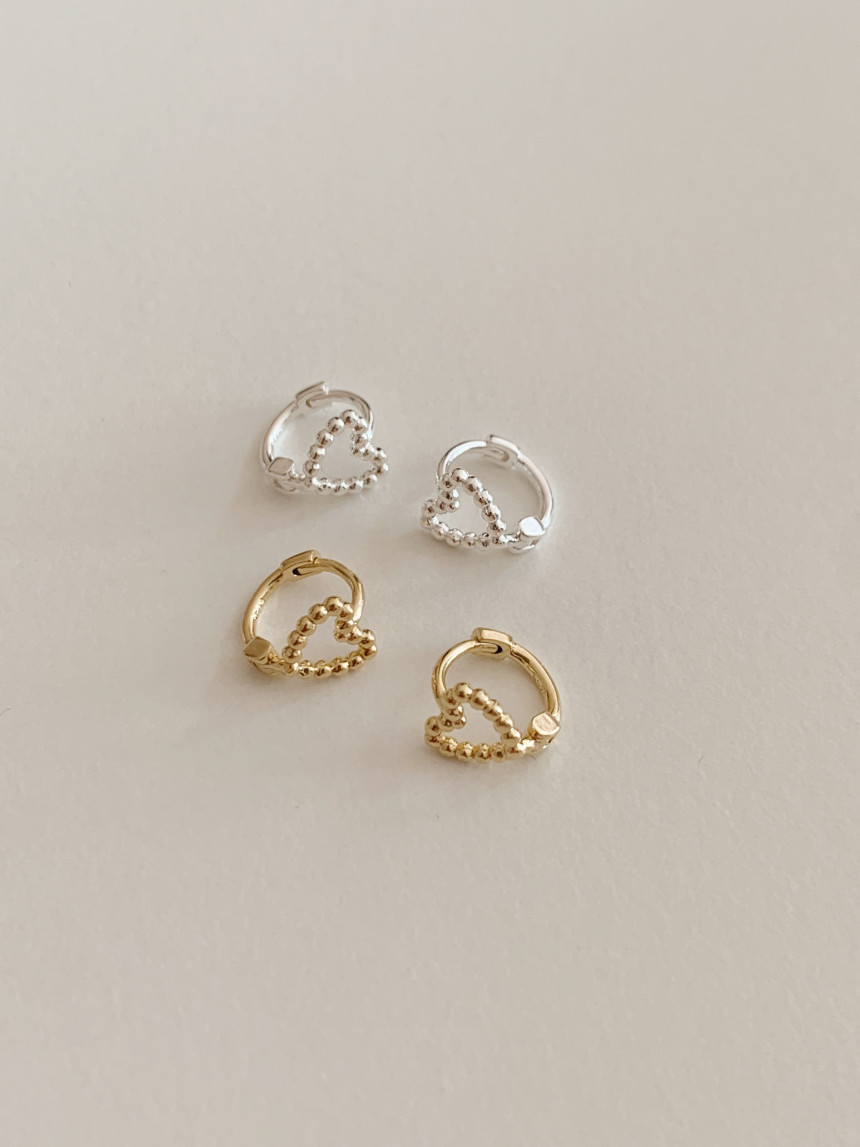 [925 silver] 라이키 하트 원터치 귀걸이 (2 color)