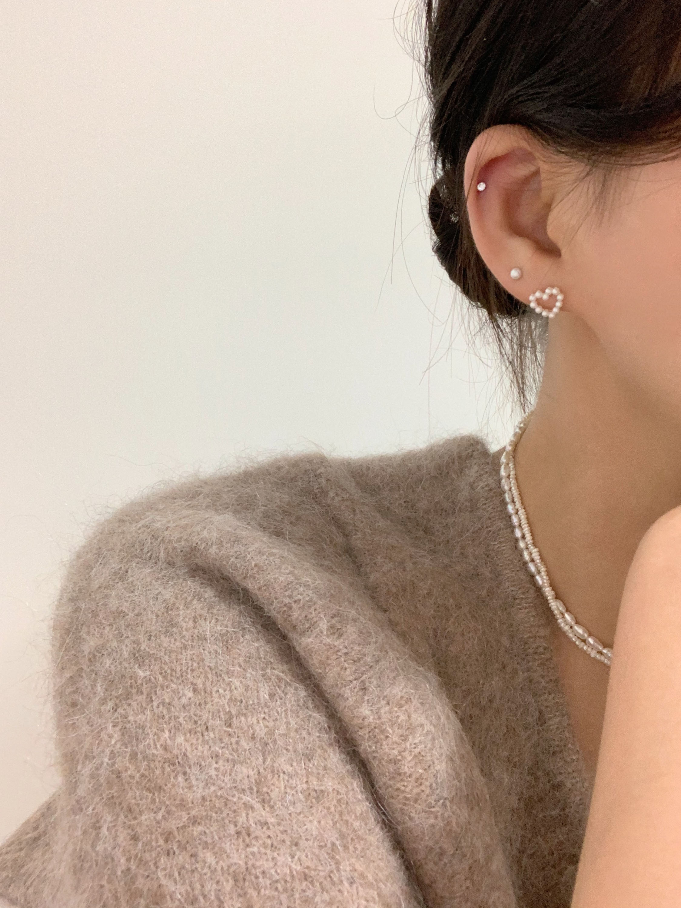 [14k gold] 먼로 하트 귀걸이 (2 color)