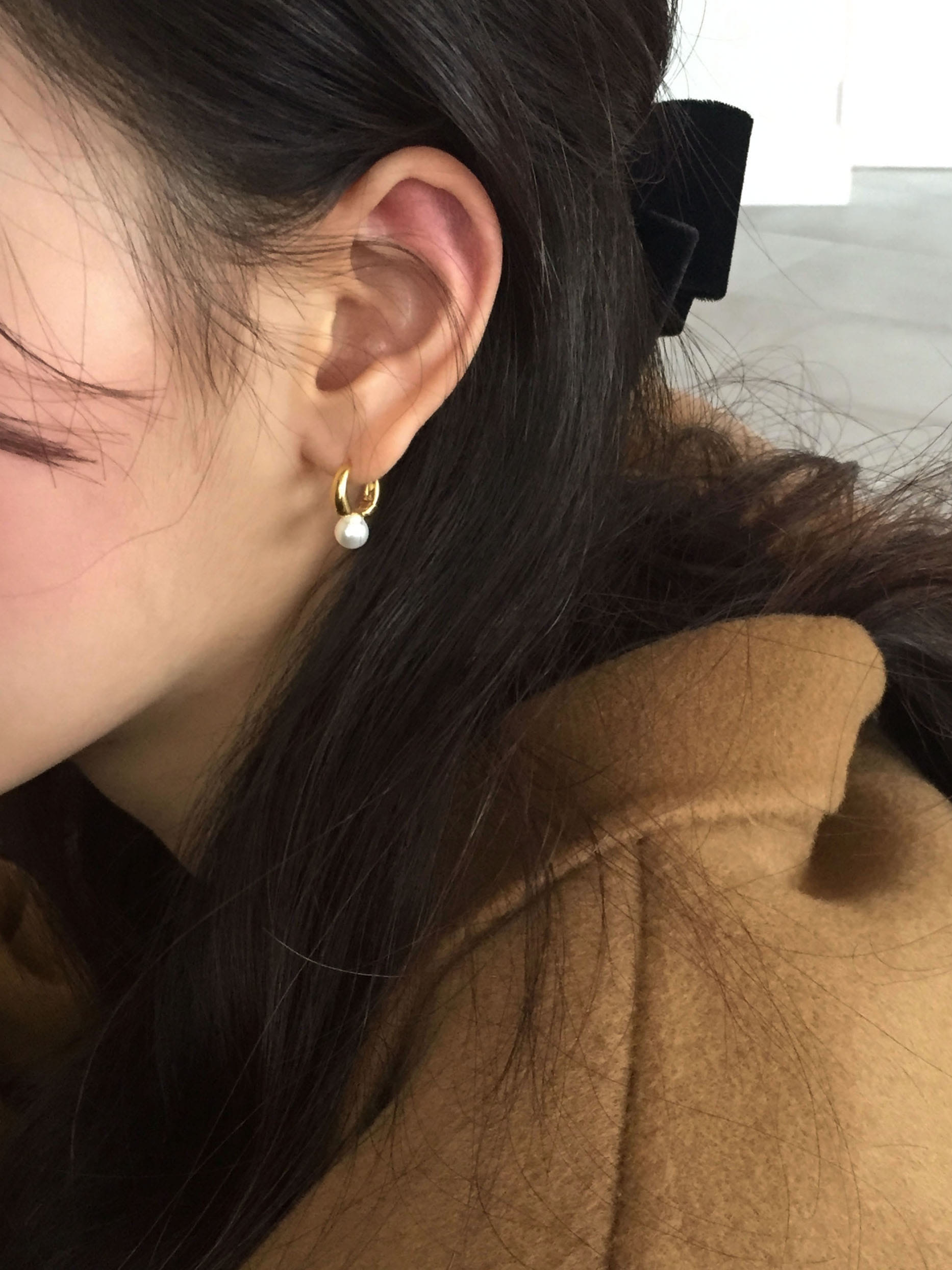 [925 silver] 노팅힐 진주 원터치 귀걸이 (2 color)