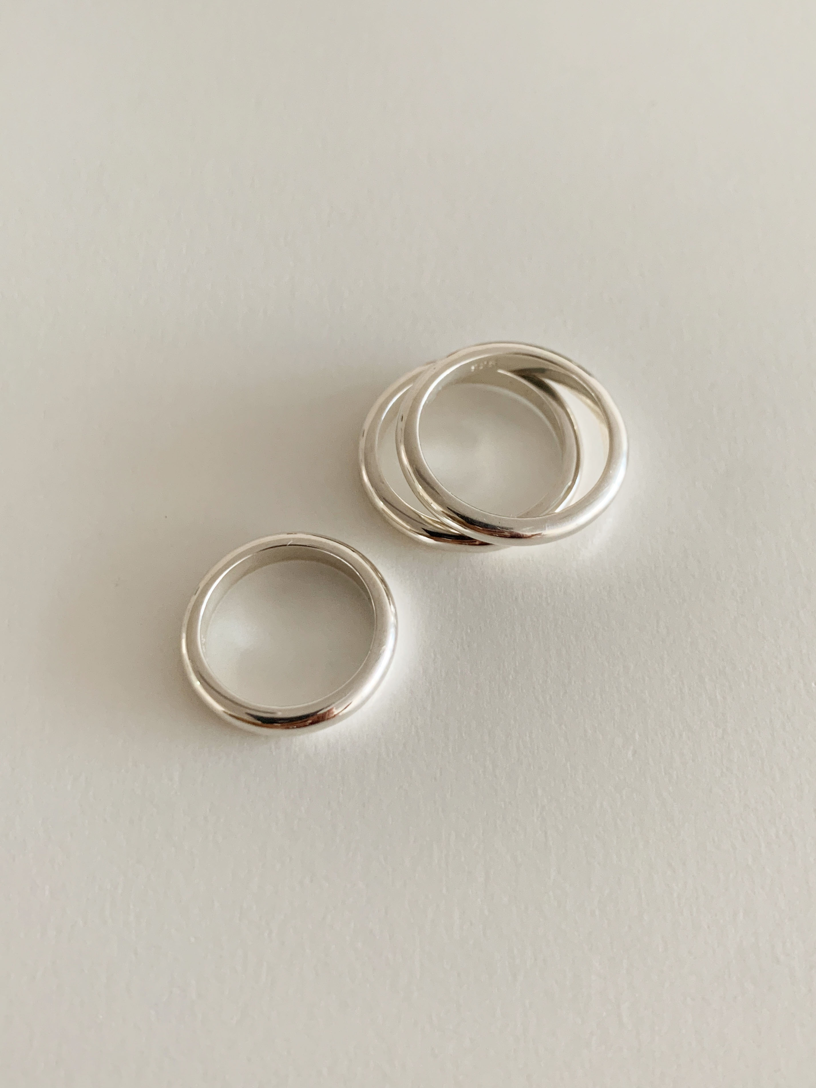 [925 silver] 3mm 레이어드 은 반지 (2 color)