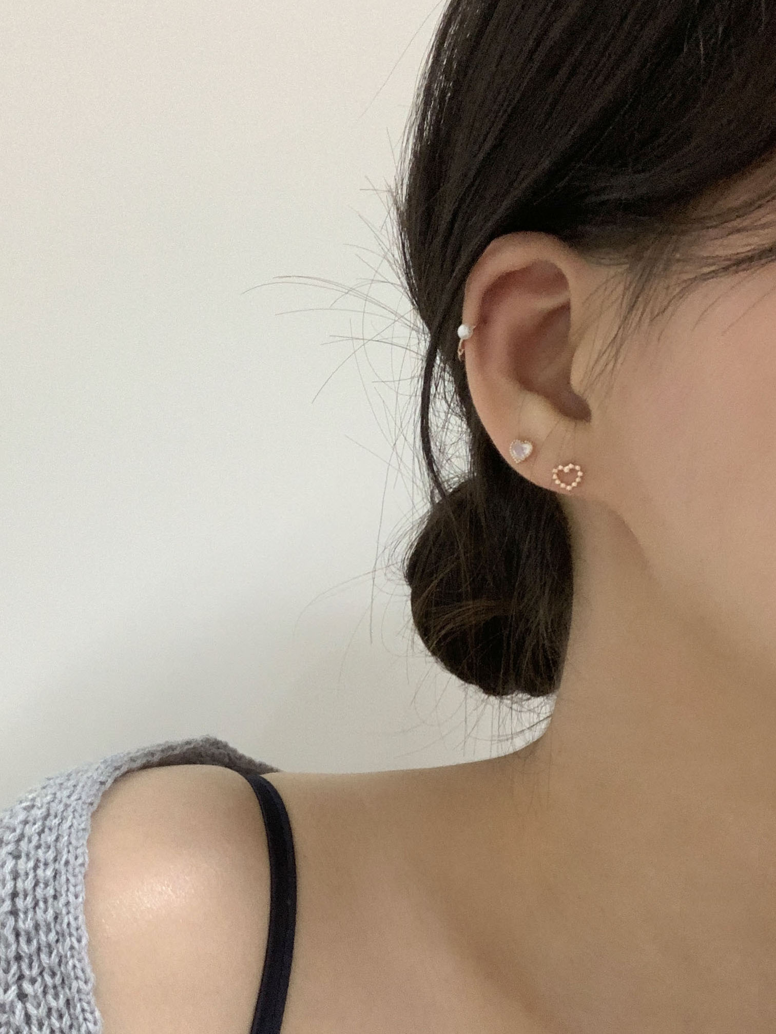 [14k gold] 버니 하트 귀걸이 (2 color)
