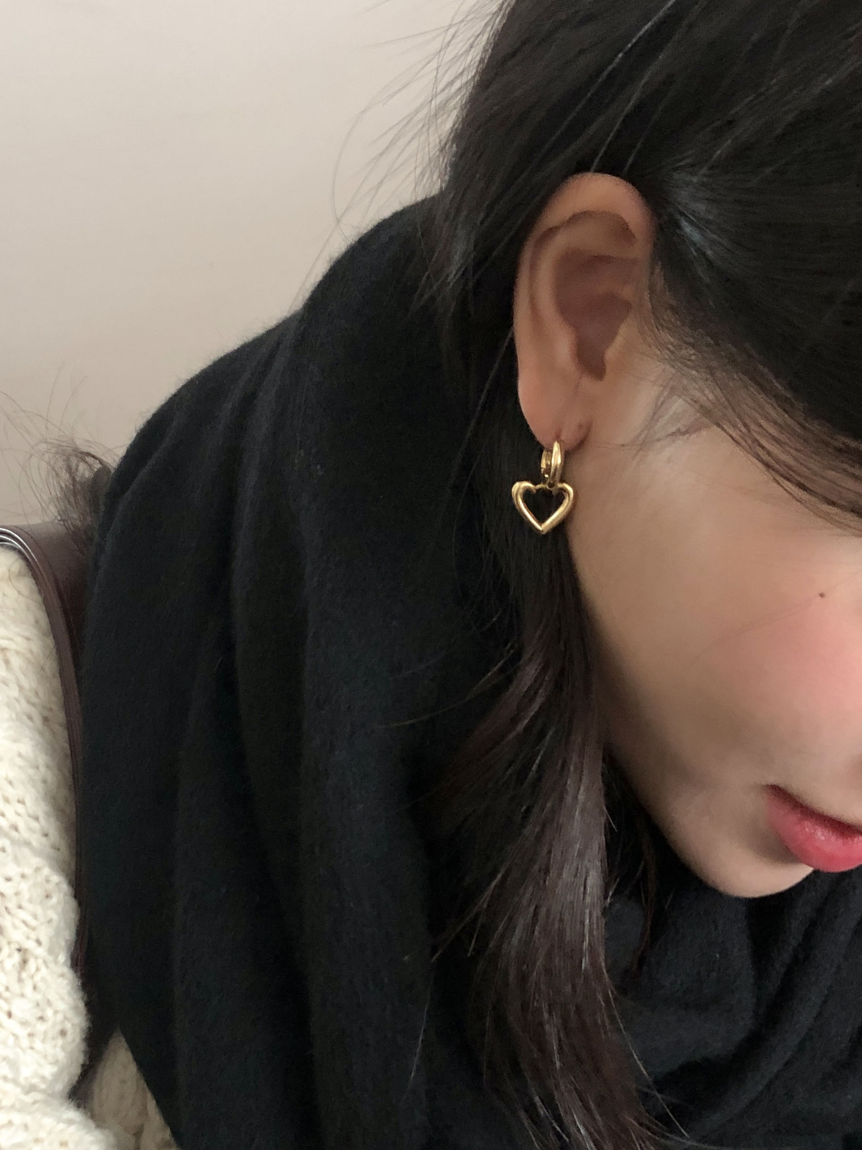 [925 silver] 윈디 하트 원터치 귀걸이 (3 color)